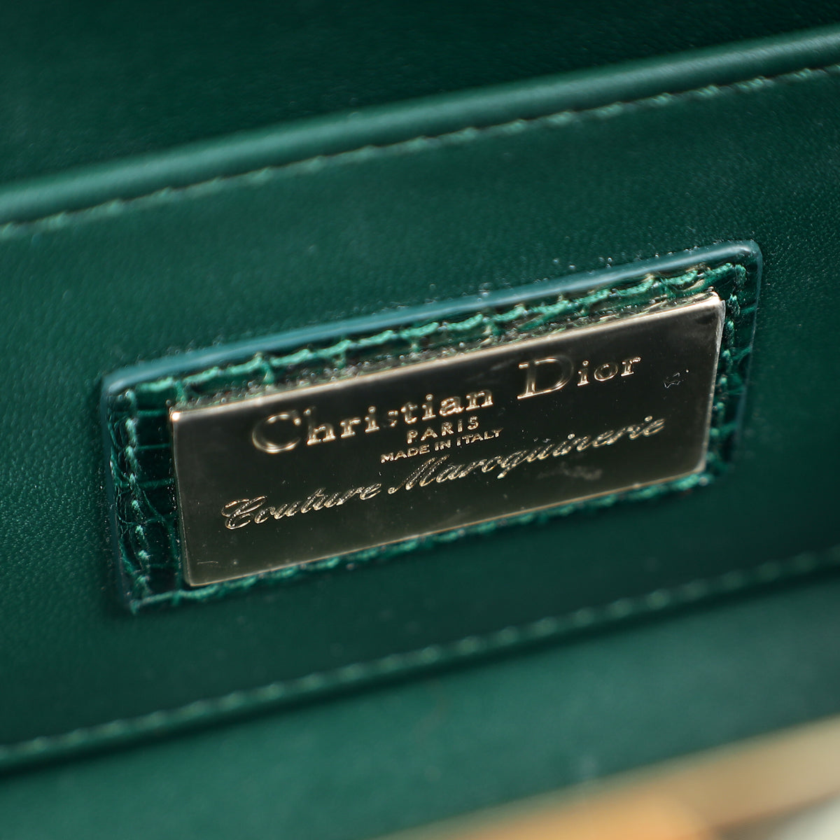 Christian Dior Emerald Green Babe Mini Alligator Bag w/ Pouch