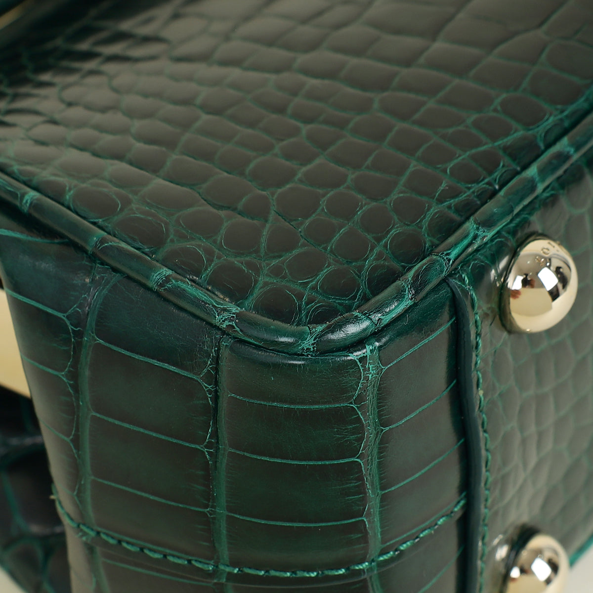 Christian Dior Emerald Green Babe Mini Alligator Bag w/ Pouch