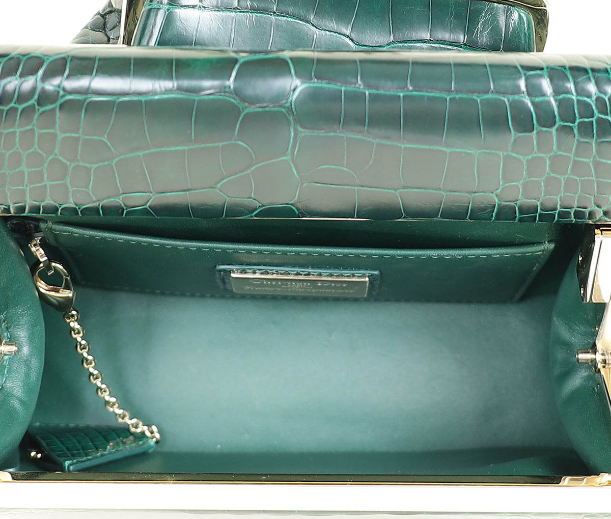 Christian Dior Emerald Green Babe Mini Alligator Bag w/ Pouch