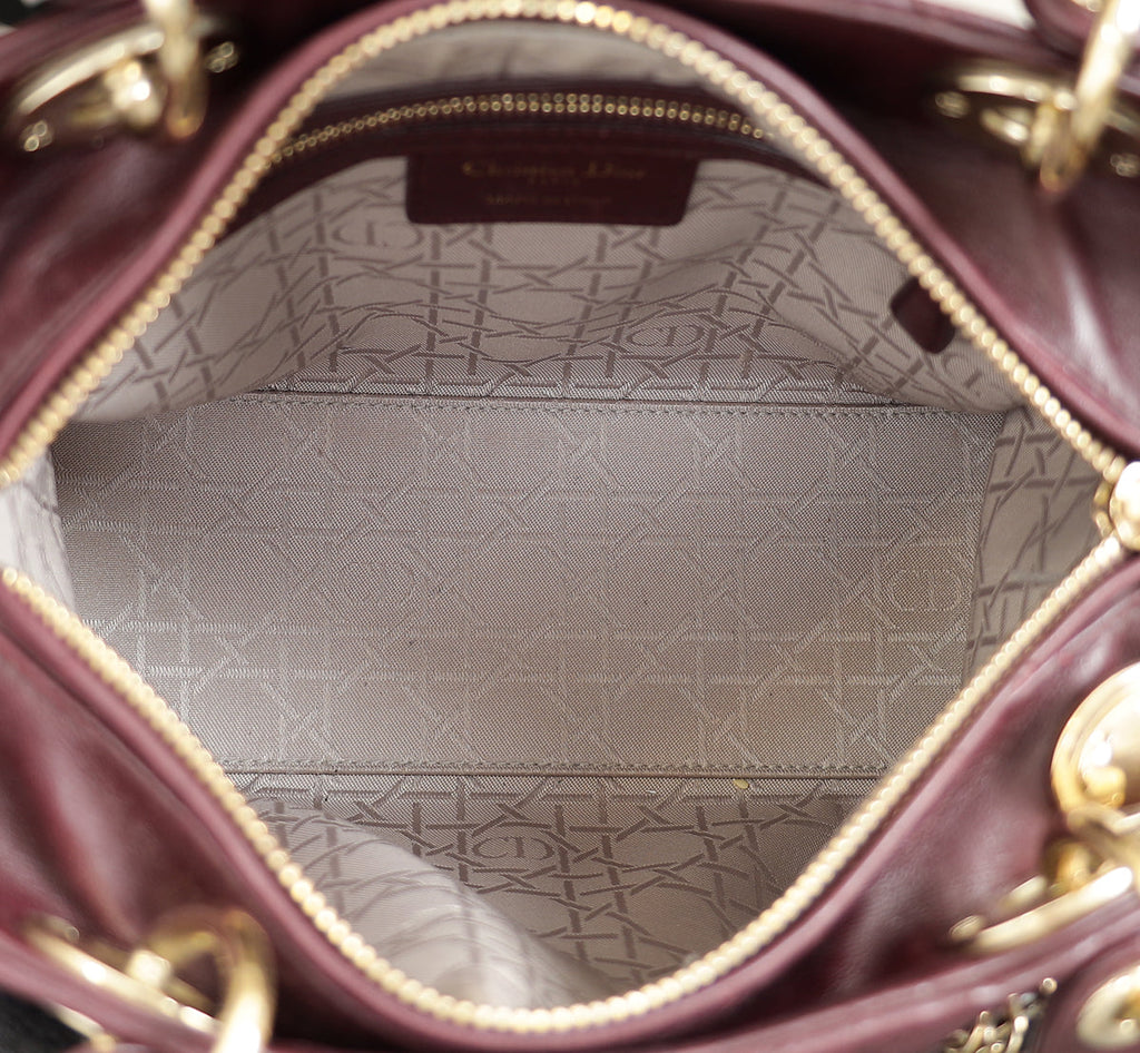 Christian Dior Burgundy Lady Dior Medium Bag
