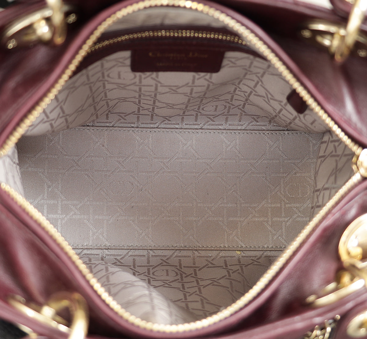 Christian Dior Burgundy Lady Dior Medium Bag