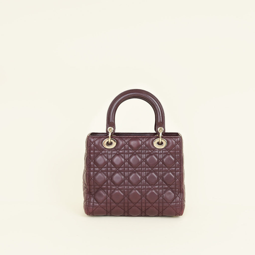 Christian Dior Burgundy Lady Dior Medium Bag