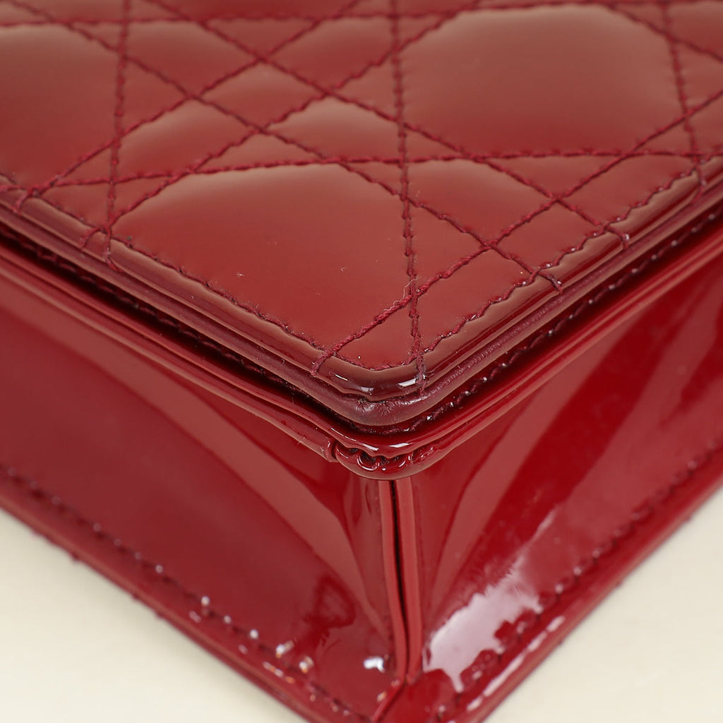 Christian Dior Cherry Red Lady Dior Chain Pouch
