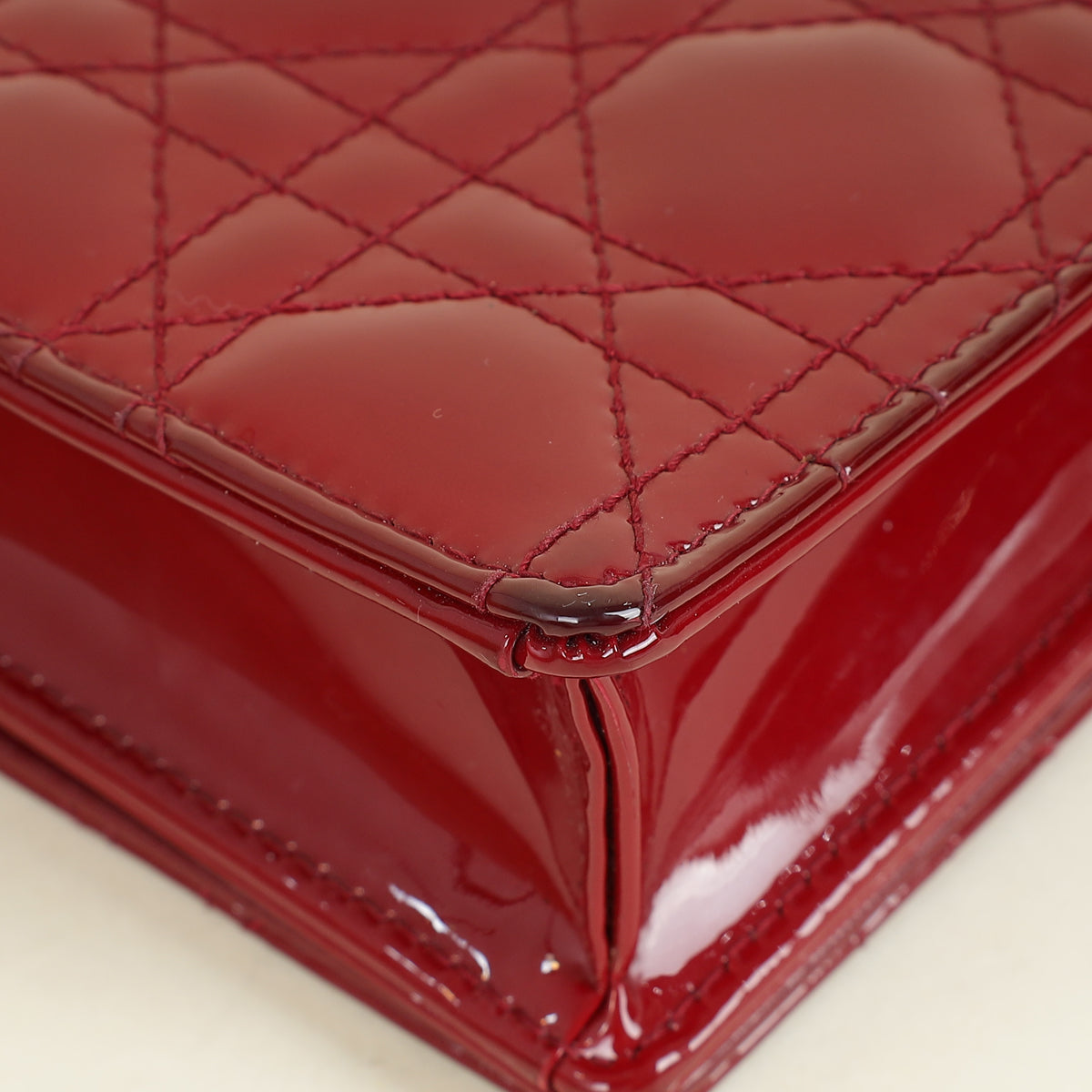 Christian Dior Cherry Red Lady Dior Chain Pouch