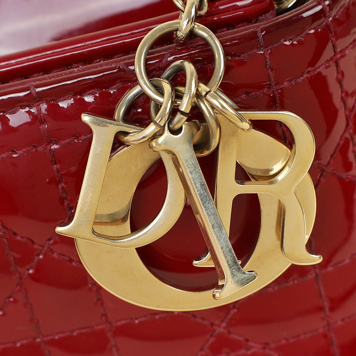 Christian Dior Cherry Red Lady Dior Chain Pouch