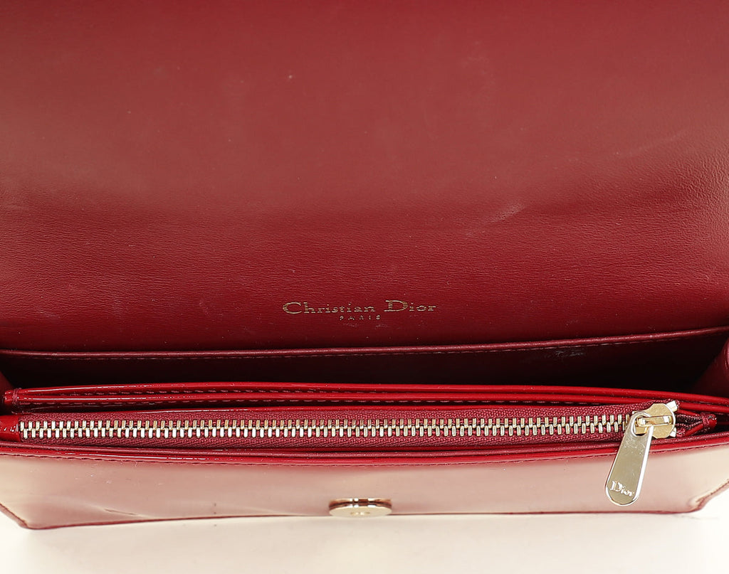 Christian Dior Cherry Red Lady Dior Chain Pouch