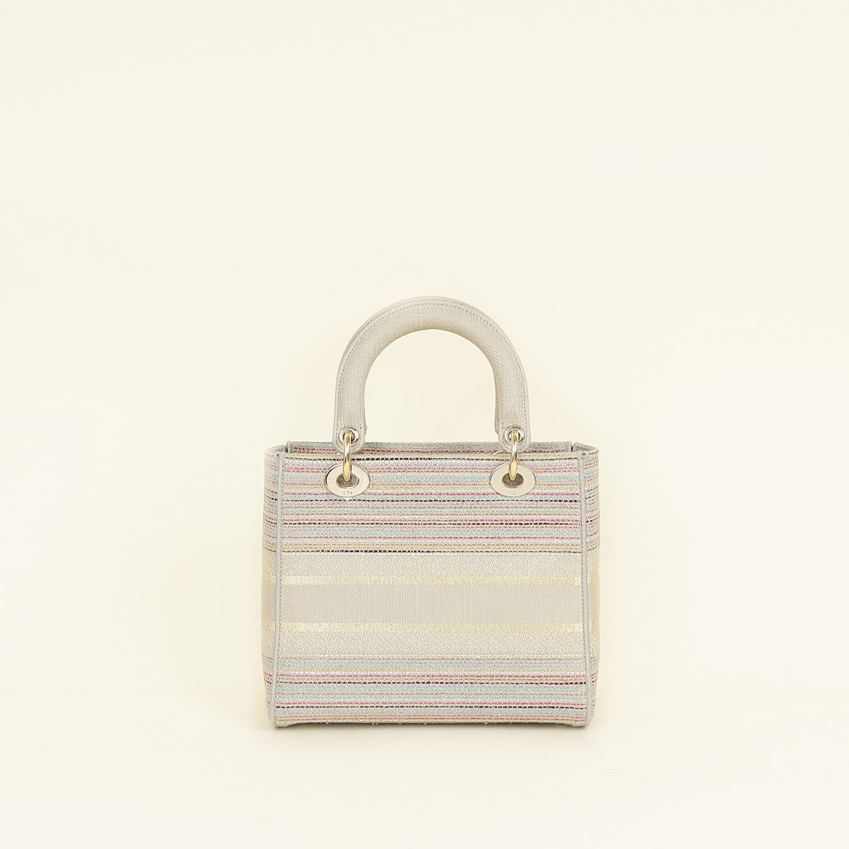 Christian Dior Multicolor Lady D-Lite Stripes Embroidery Medium Bag