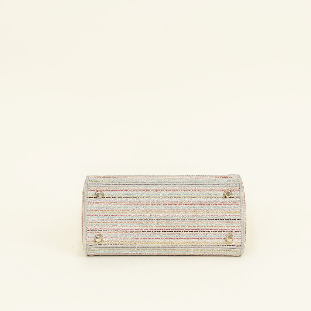 Christian Dior Multicolor Lady D-Lite Stripes Embroidery Medium Bag