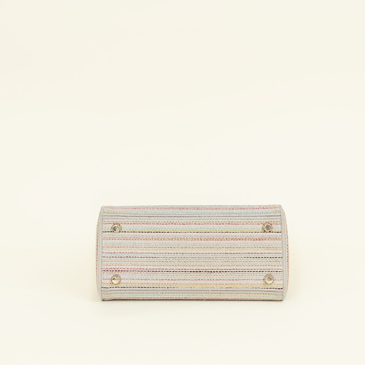 Christian Dior Multicolor Lady D-Lite Stripes Embroidery Medium Bag