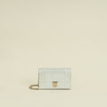 Christian Dior Metallic White Micro Cannage Diorama Wallet On Chain