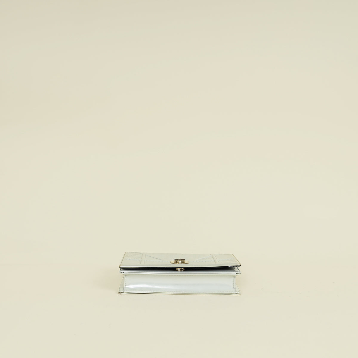 Christian Dior Metallic White Micro Cannage Diorama Wallet On Chain