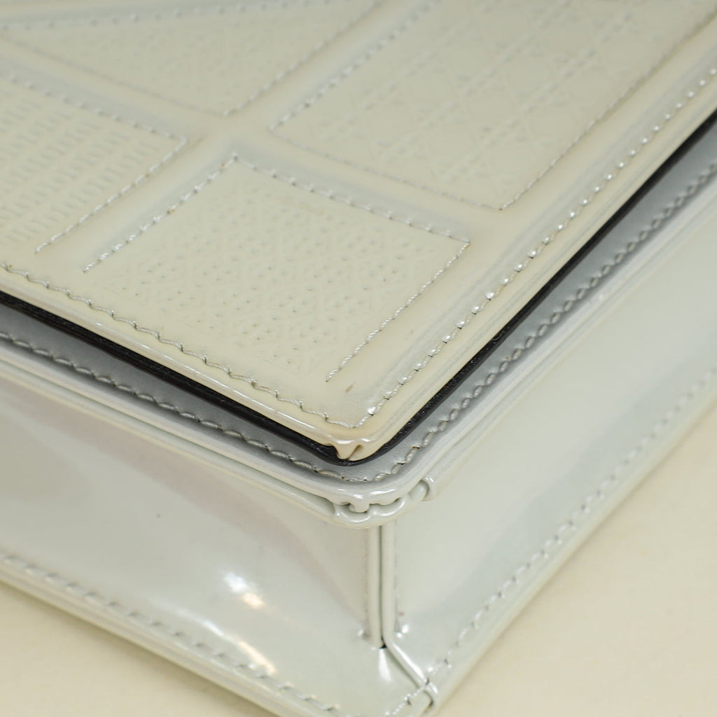 Christian Dior Metallic White Micro Cannage Diorama Wallet On Chain