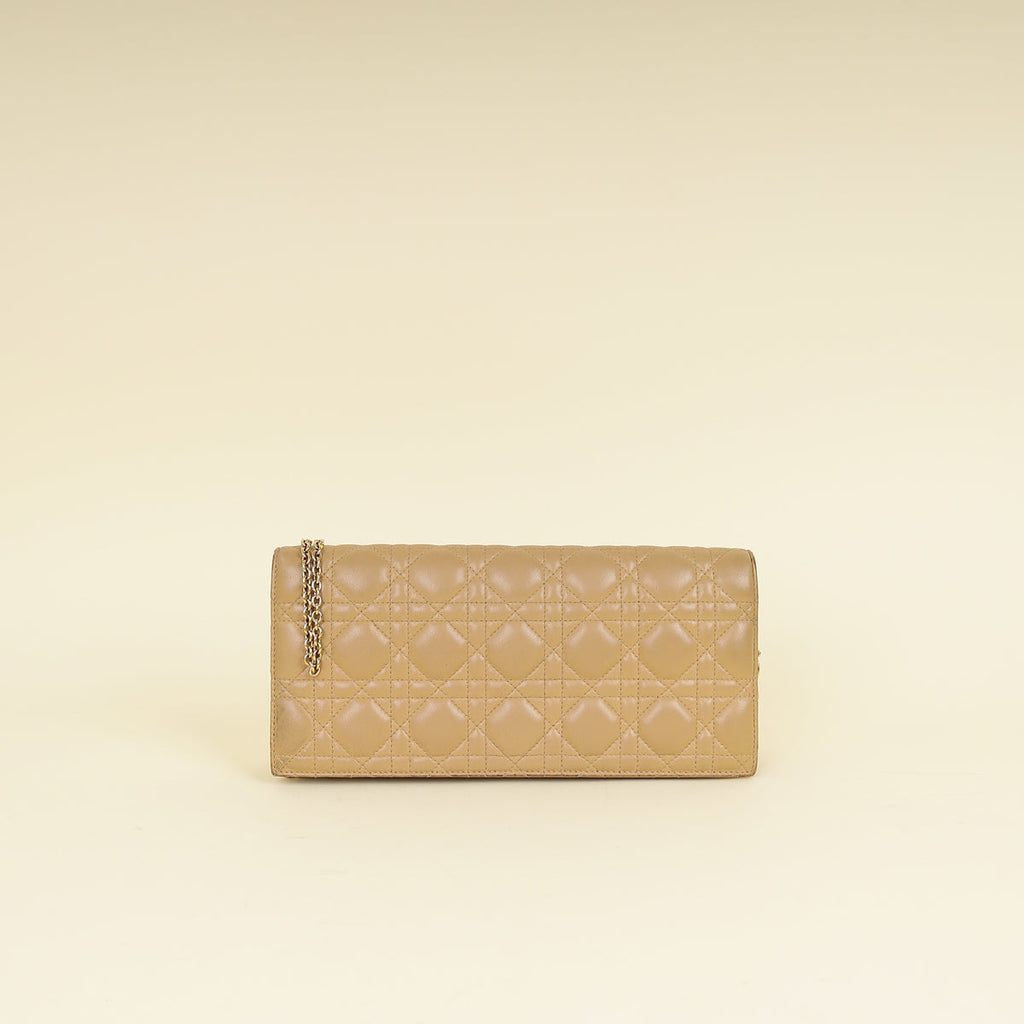 Christian Dior Beige Lady Dior Convertible Chain Clutch