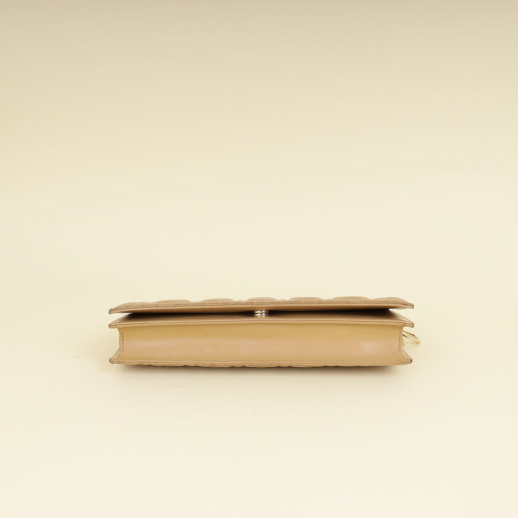 Christian Dior Beige Lady Dior Convertible Chain Clutch