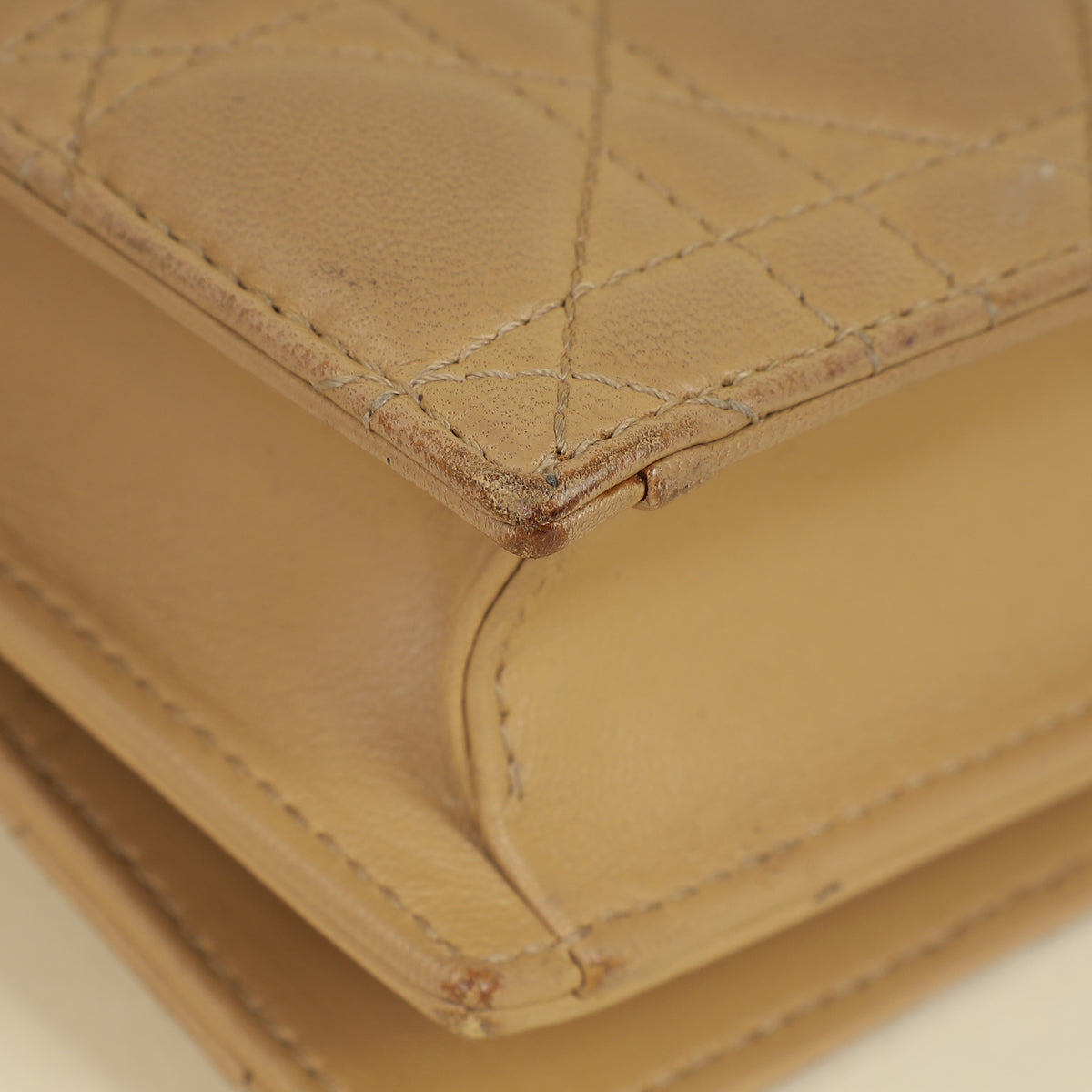 Christian Dior Beige Lady Dior Convertible Chain Clutch