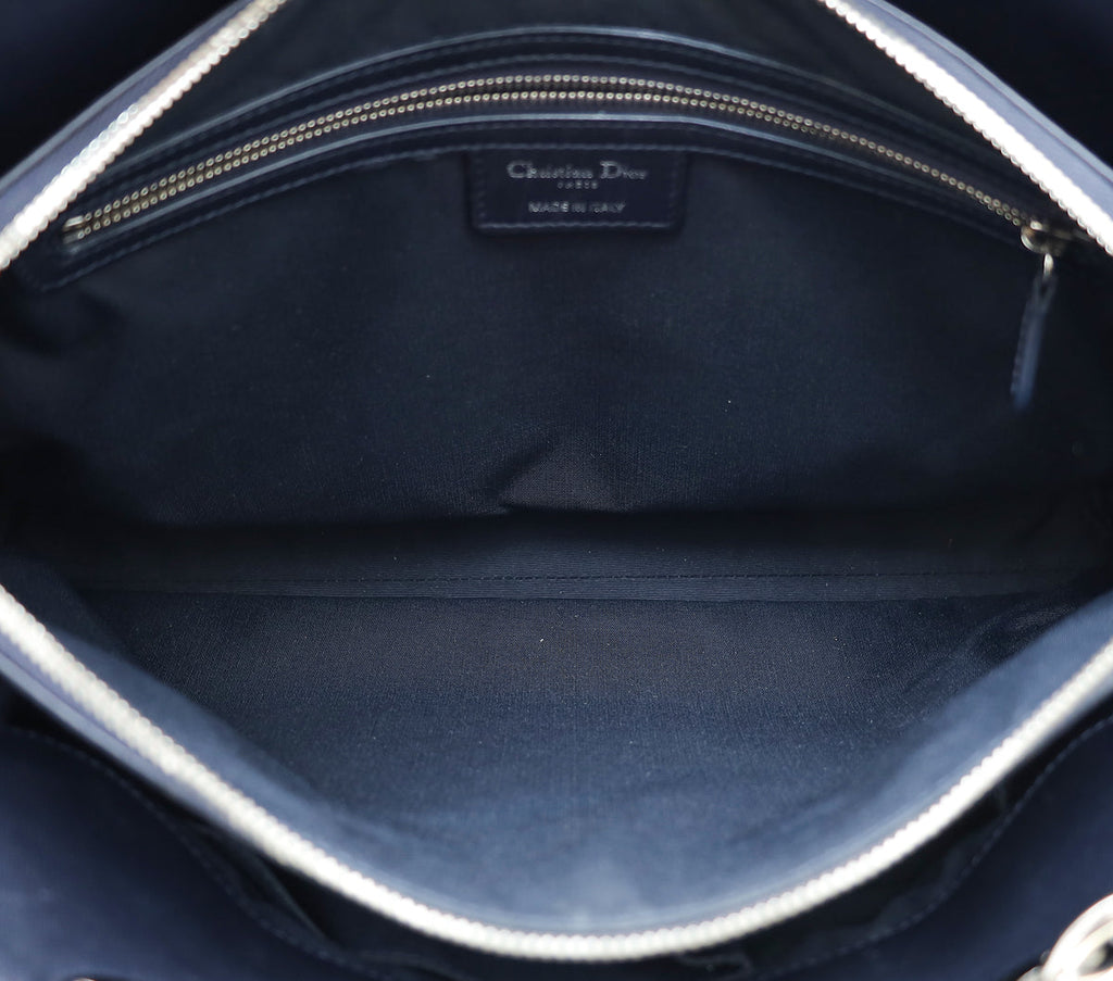 Christian Dior Navy Blue Lady Dior Soft Tote Large Bag