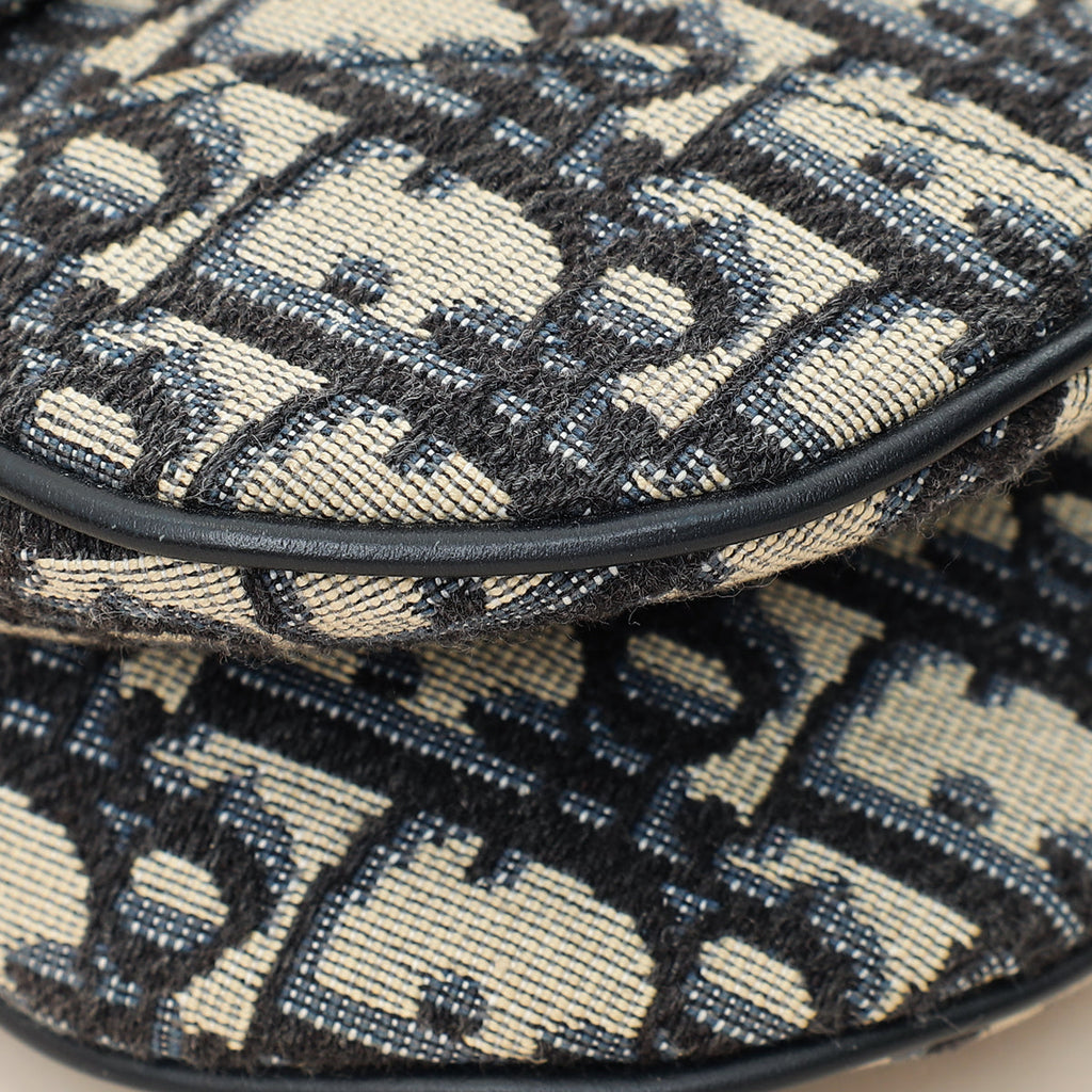 Christian Dior Navy Blue Oblique Mini Saddle Bag