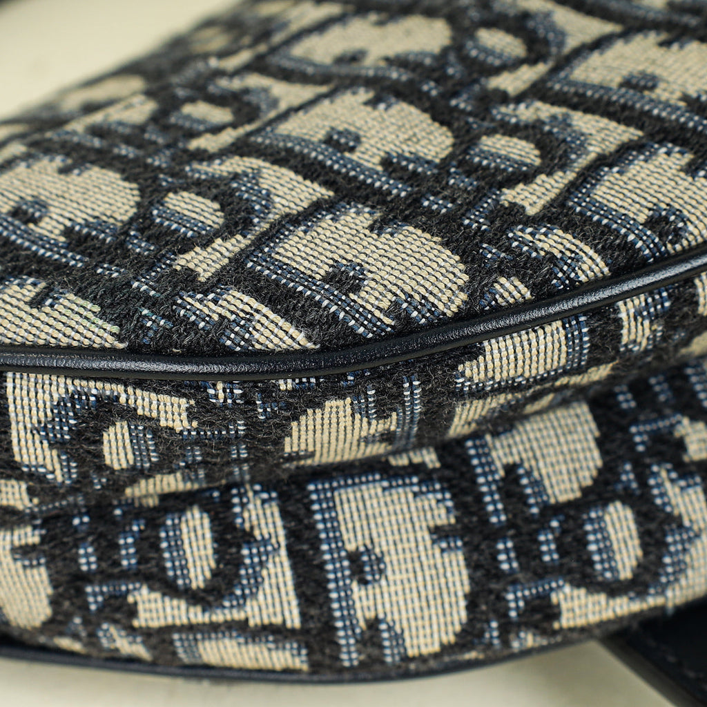 Christian Dior Navy Blue Oblique Saddle Mini Bag