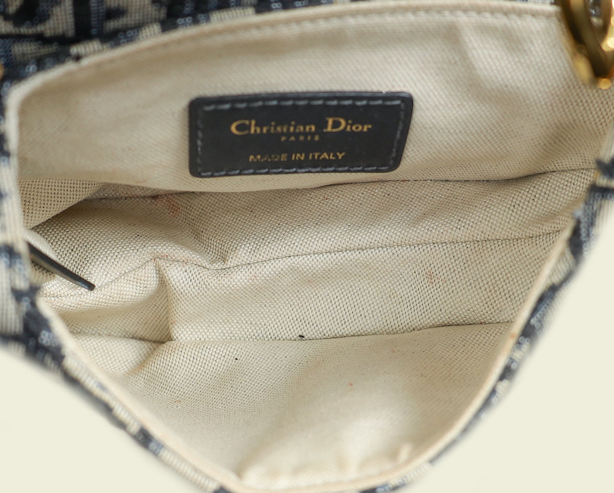 Christian Dior Navy Blue Oblique Saddle Mini Bag