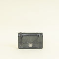 Christian Dior Dark Grey Diorama Micro Cannage Wallet On Chain