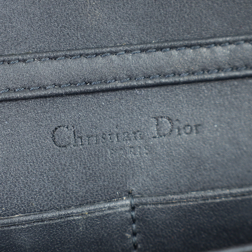 Christian Dior Dark Grey Diorama Micro Cannage Wallet On Chain
