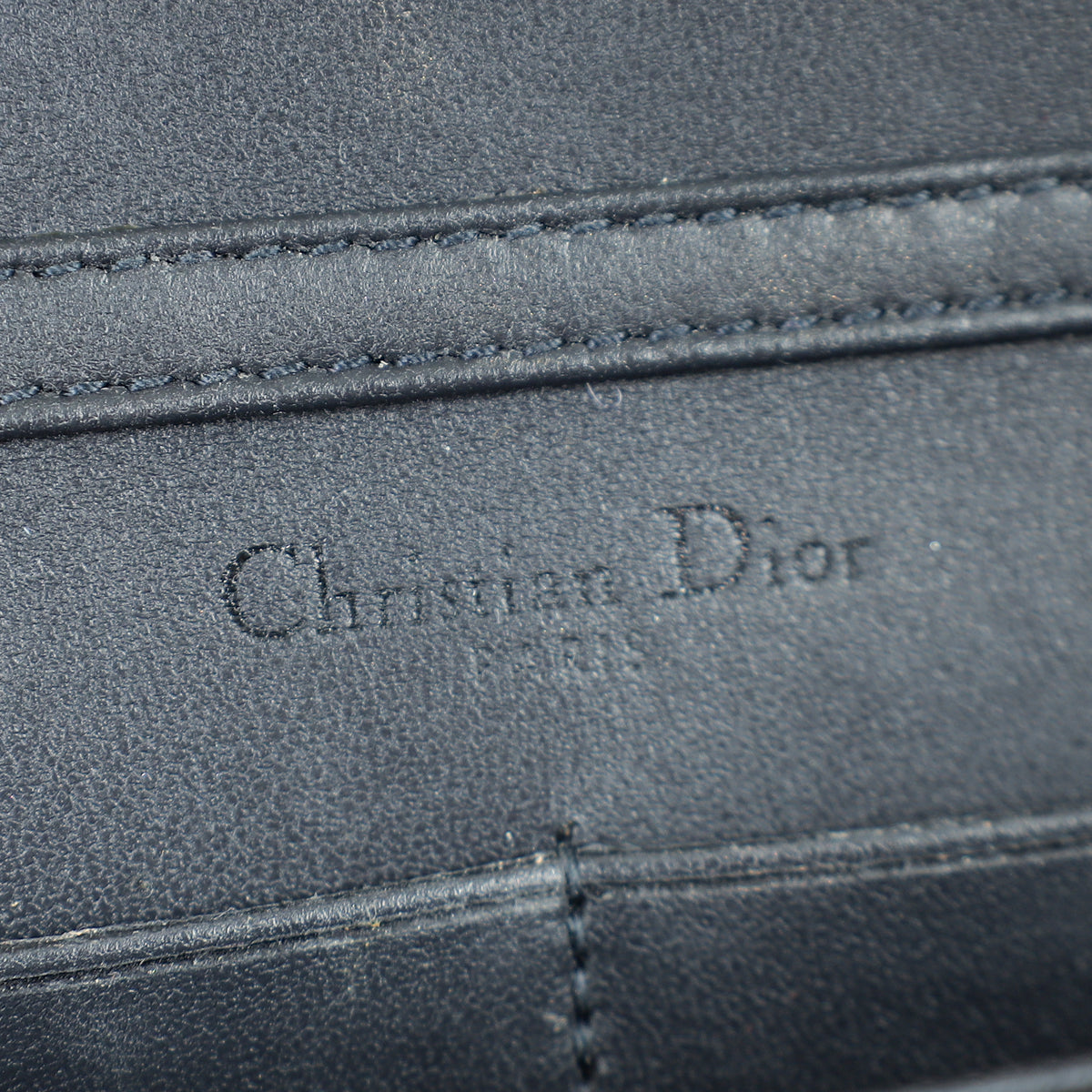 Christian Dior Dark Grey Diorama Micro Cannage Wallet On Chain