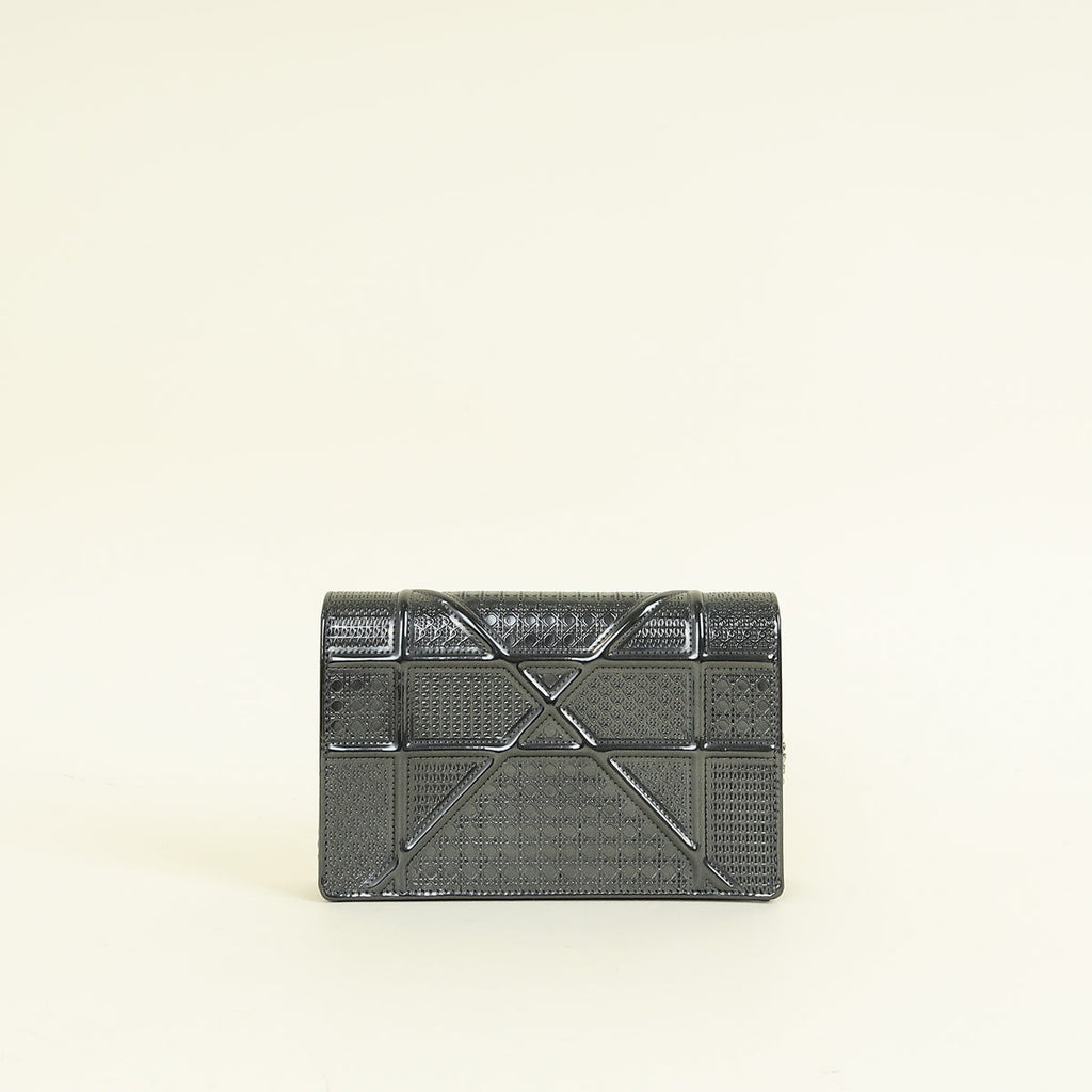 Christian Dior Dark Grey Diorama Micro Cannage Wallet On Chain