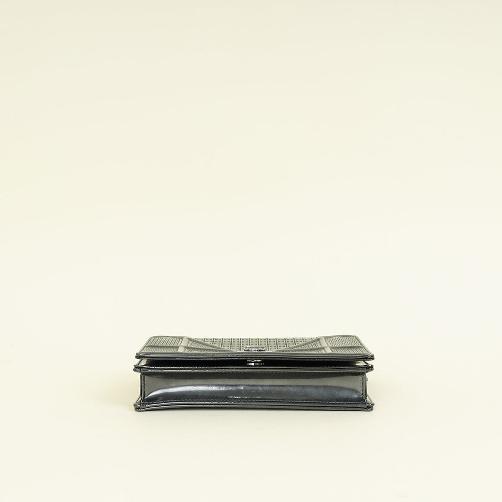Christian Dior Dark Grey Diorama Micro Cannage Wallet On Chain