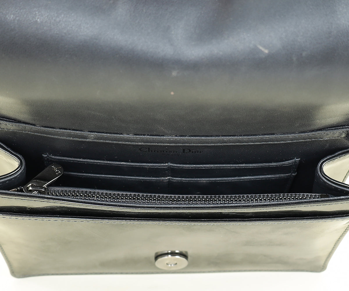 Christian Dior Dark Grey Diorama Micro Cannage Wallet On Chain