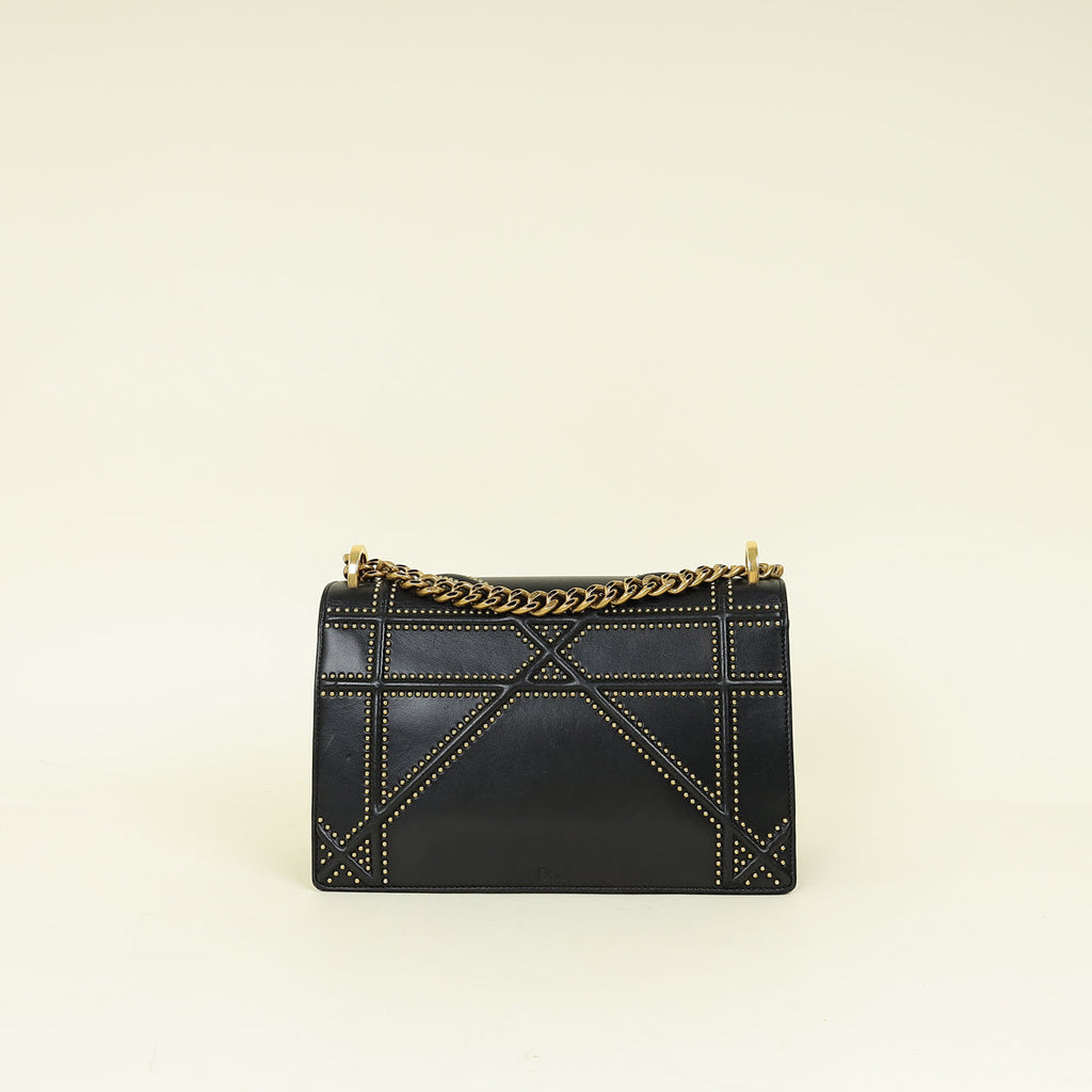 Christian Dior Black Diorama Studded Medium Bag