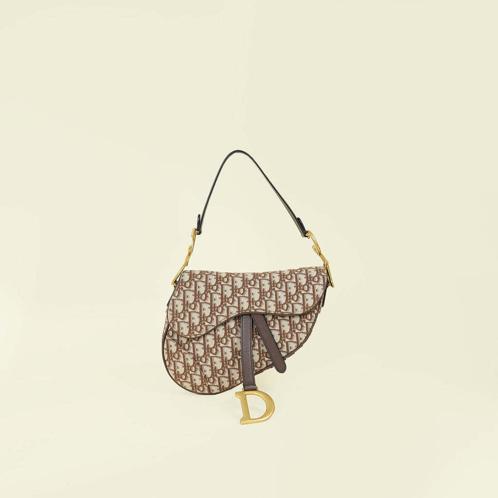 Christian Dior Brown Oblique Saddle Medium Bag