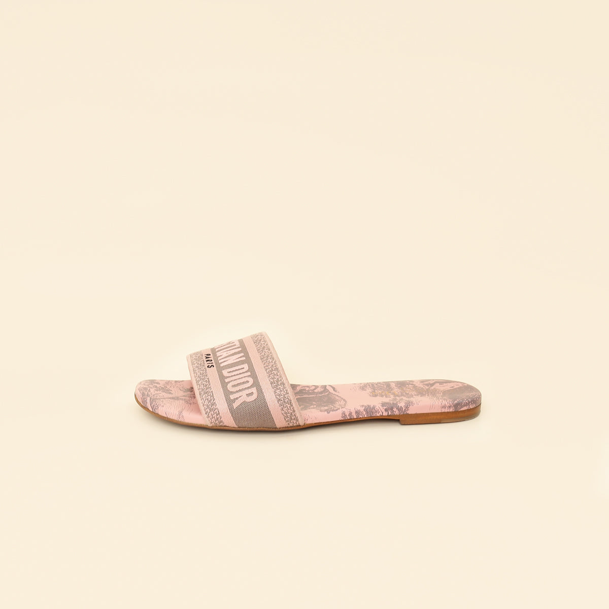 Christian Dior Light Pink Toile De Jouy Motif Dway Slide Mules 39.5