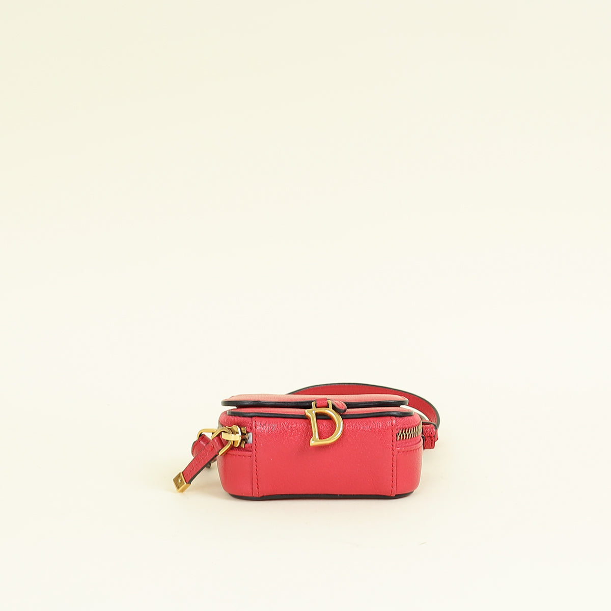 Christian Dior Red Mini Saddle Shoulder Strap Pouch