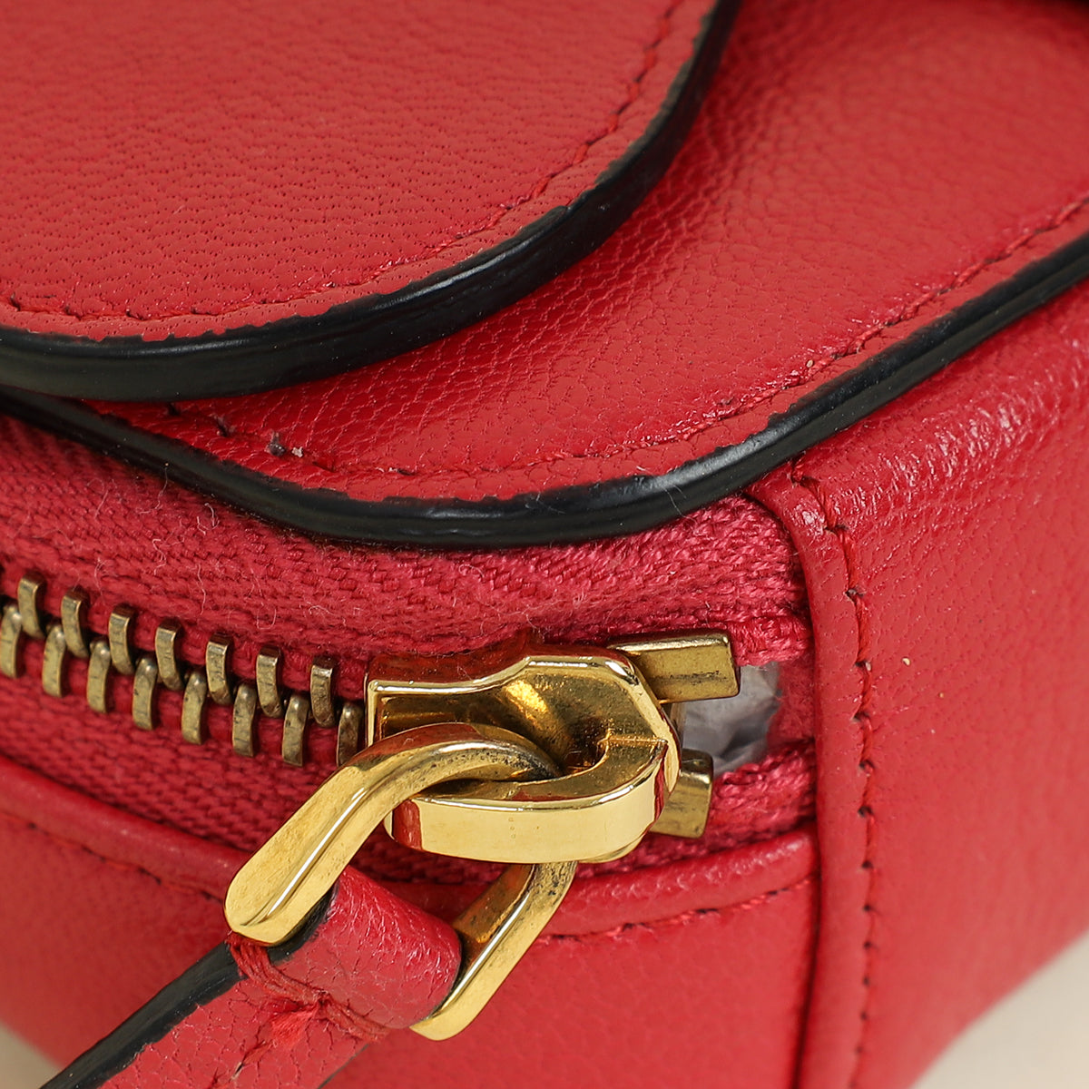Christian Dior Red Mini Saddle Shoulder Strap Pouch