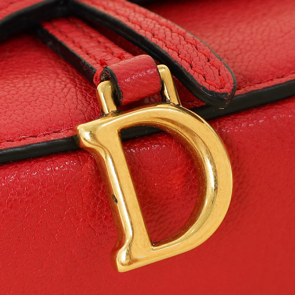 Christian Dior Red Mini Saddle Shoulder Strap Pouch