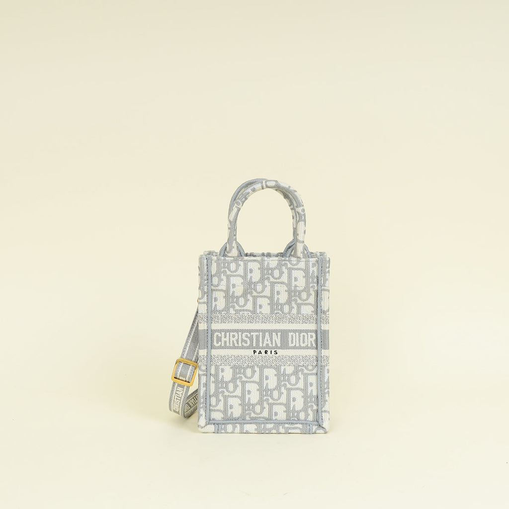 Christian Dior Grey Mini Book Tote Phone Bag
