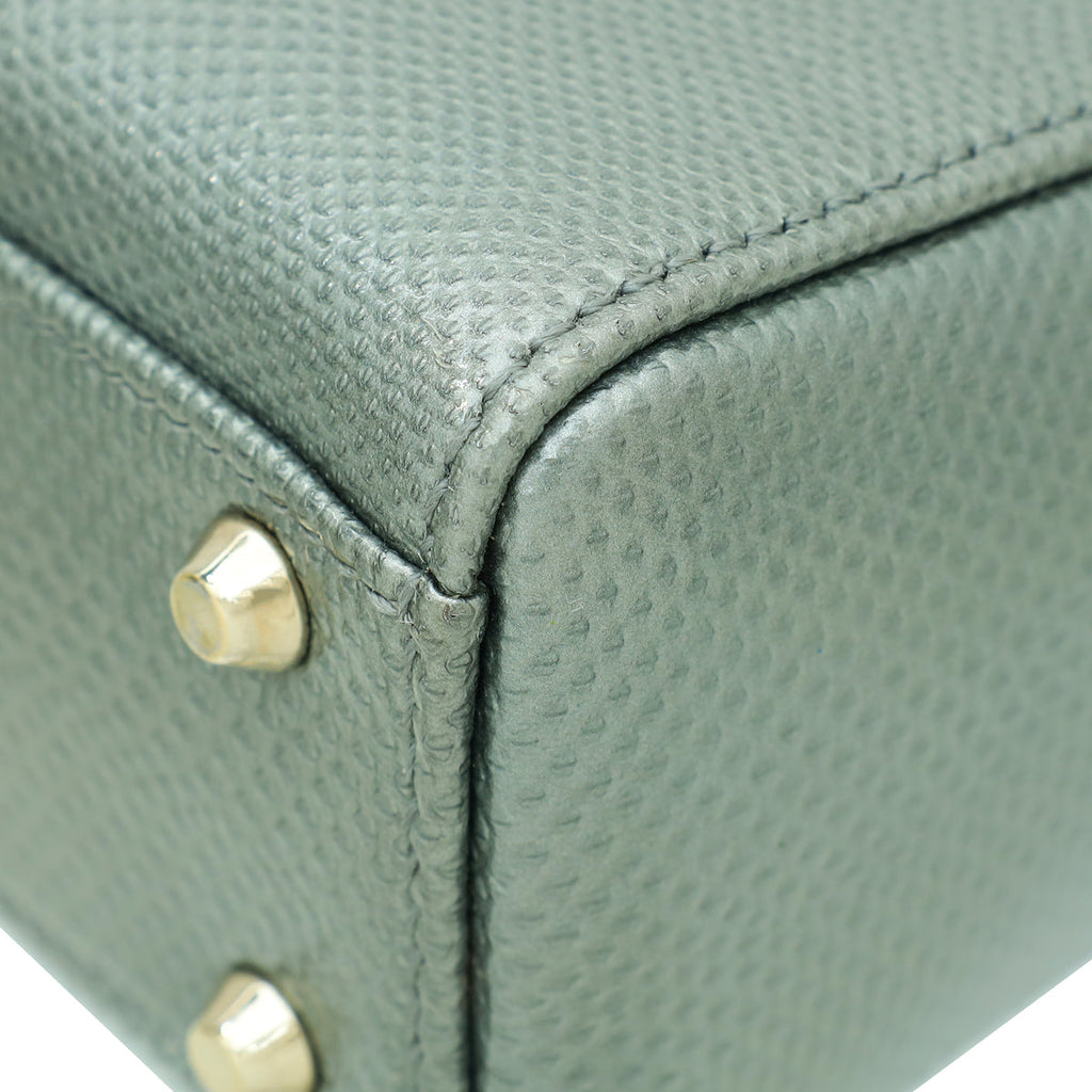 Christian Dior Metallic Grey Lizard Lady Dior Mini Chain Bag