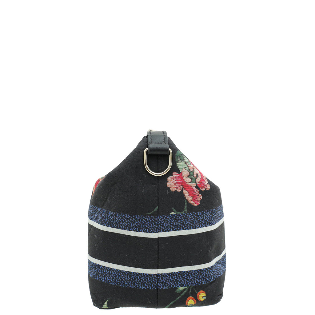 Christian Dior Black Multicolor Petites Fleurs Print Diortravel Nomad Medium Pouch