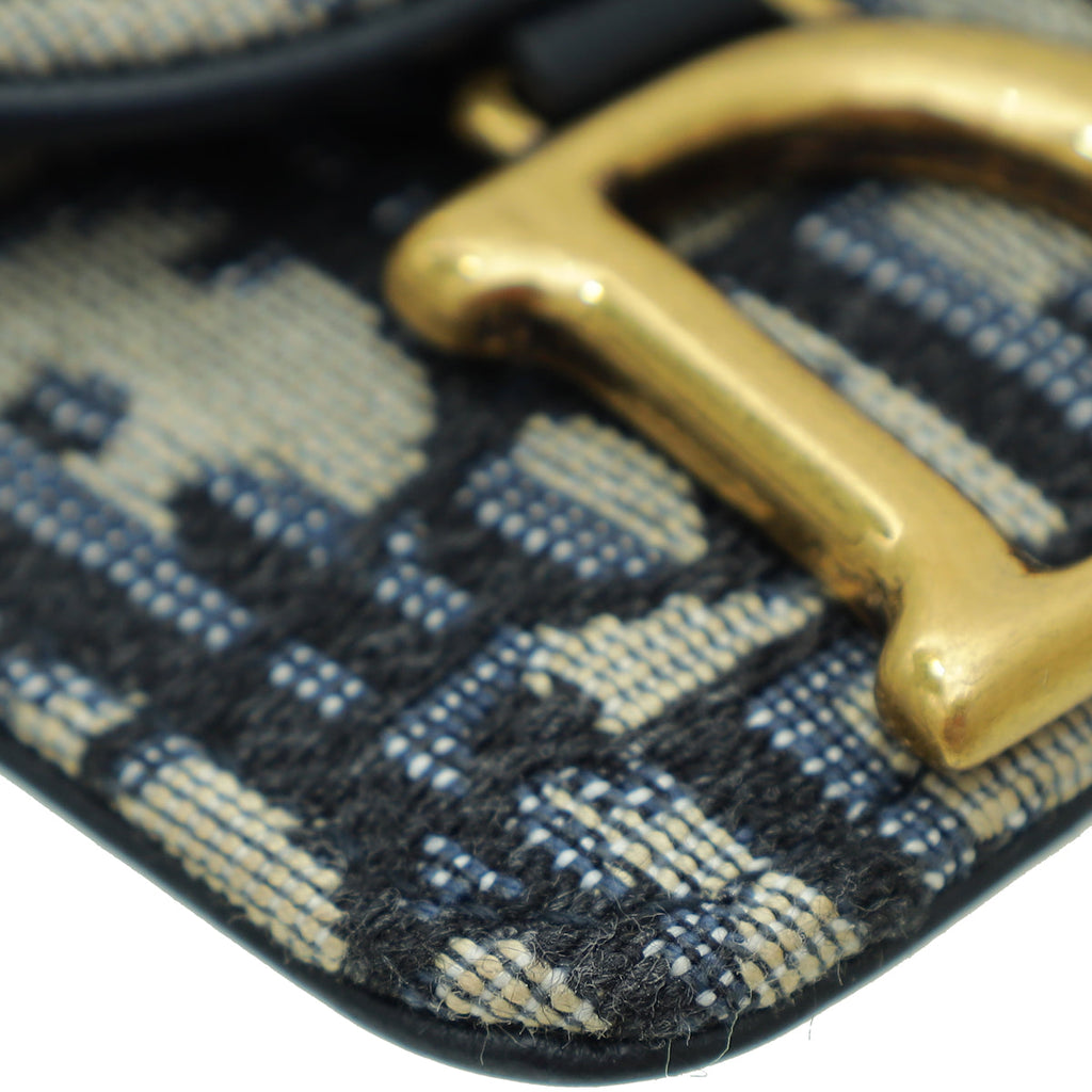 Christian Dior Navy Blue Oblique Saddle Large Zipped Wallet