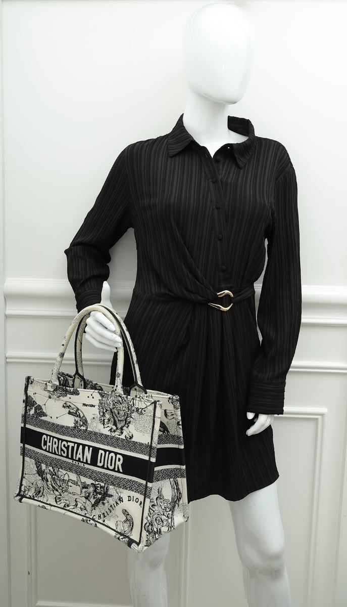 Christian Dior Bicolor Zodiac Embroidery Book Tote Medium Bag