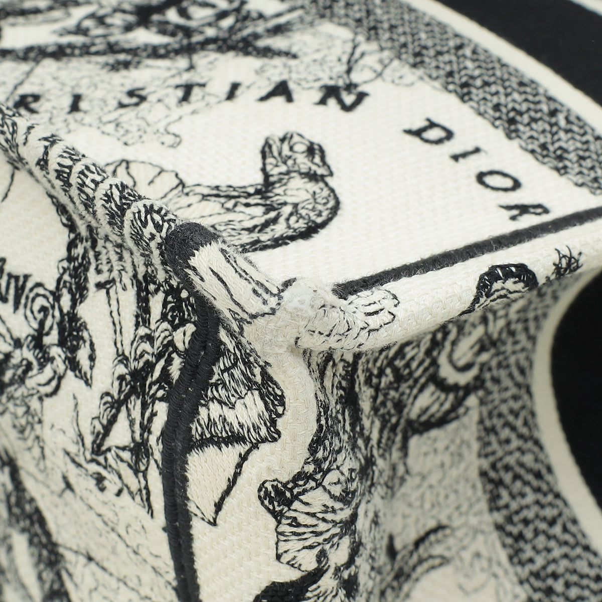 Christian Dior Bicolor Zodiac Embroidery Book Tote Medium Bag