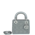 Christian Dior Grey Satin Strass Cannage Lady Dior Mini Bag