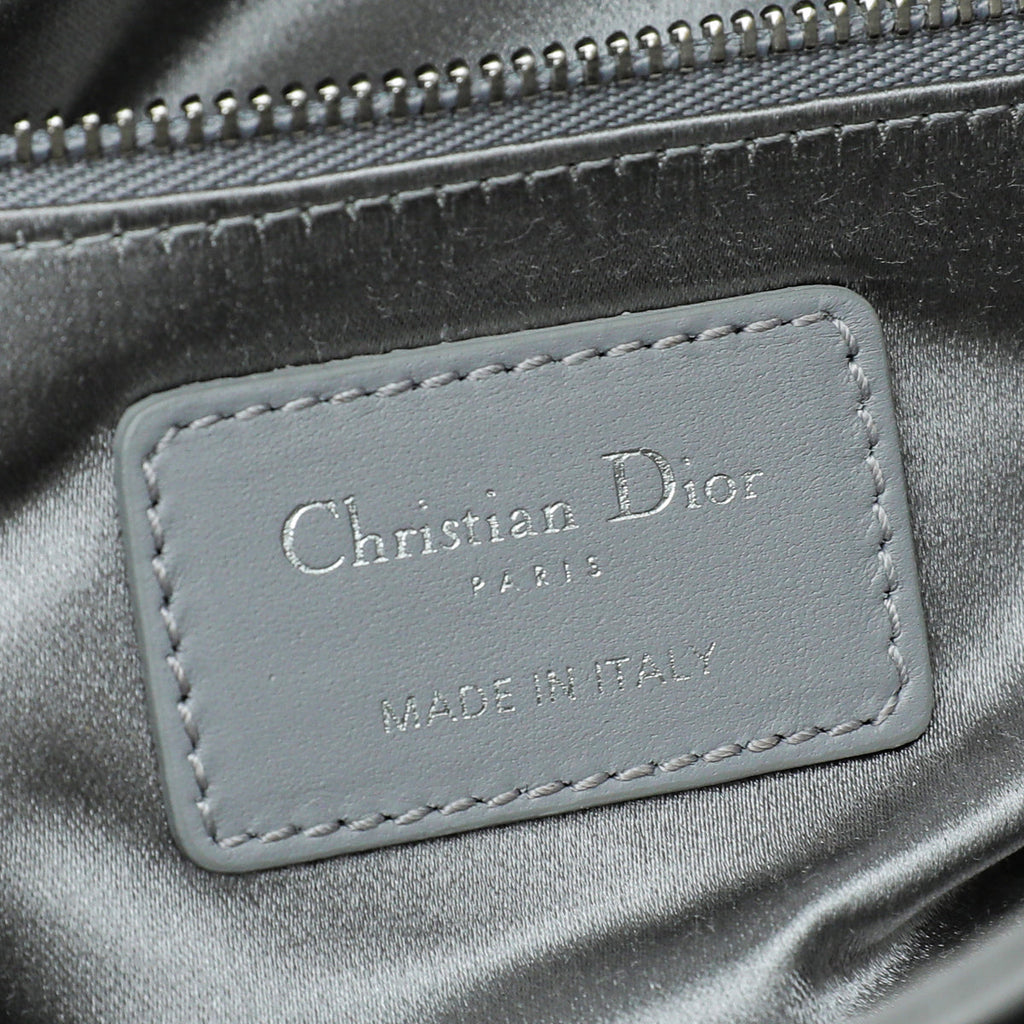 Christian Dior Grey Satin Strass Cannage Lady Dior Mini Bag