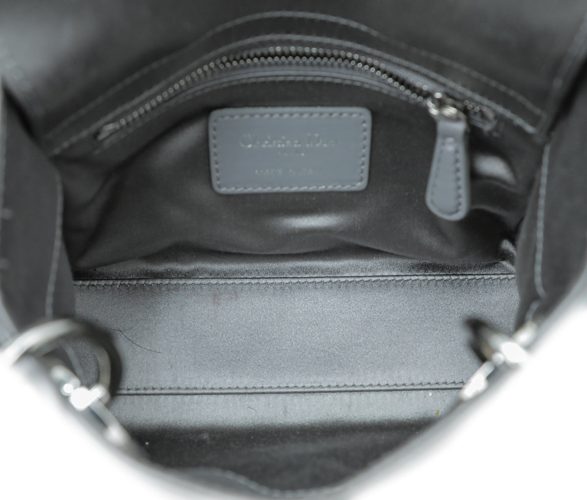 Christian Dior Grey Satin Strass Cannage Lady Dior Mini Bag
