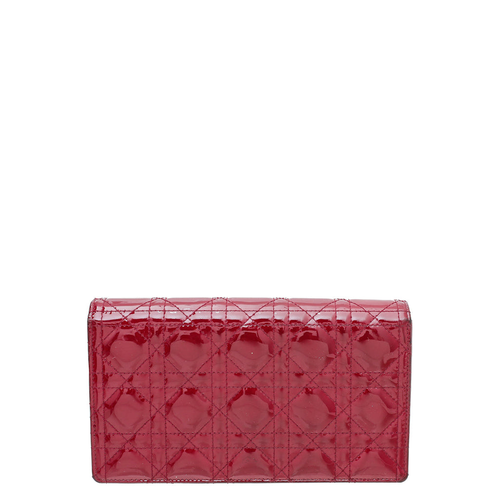 Christian Dior Cherry Red Lady Dior Chain Pouch