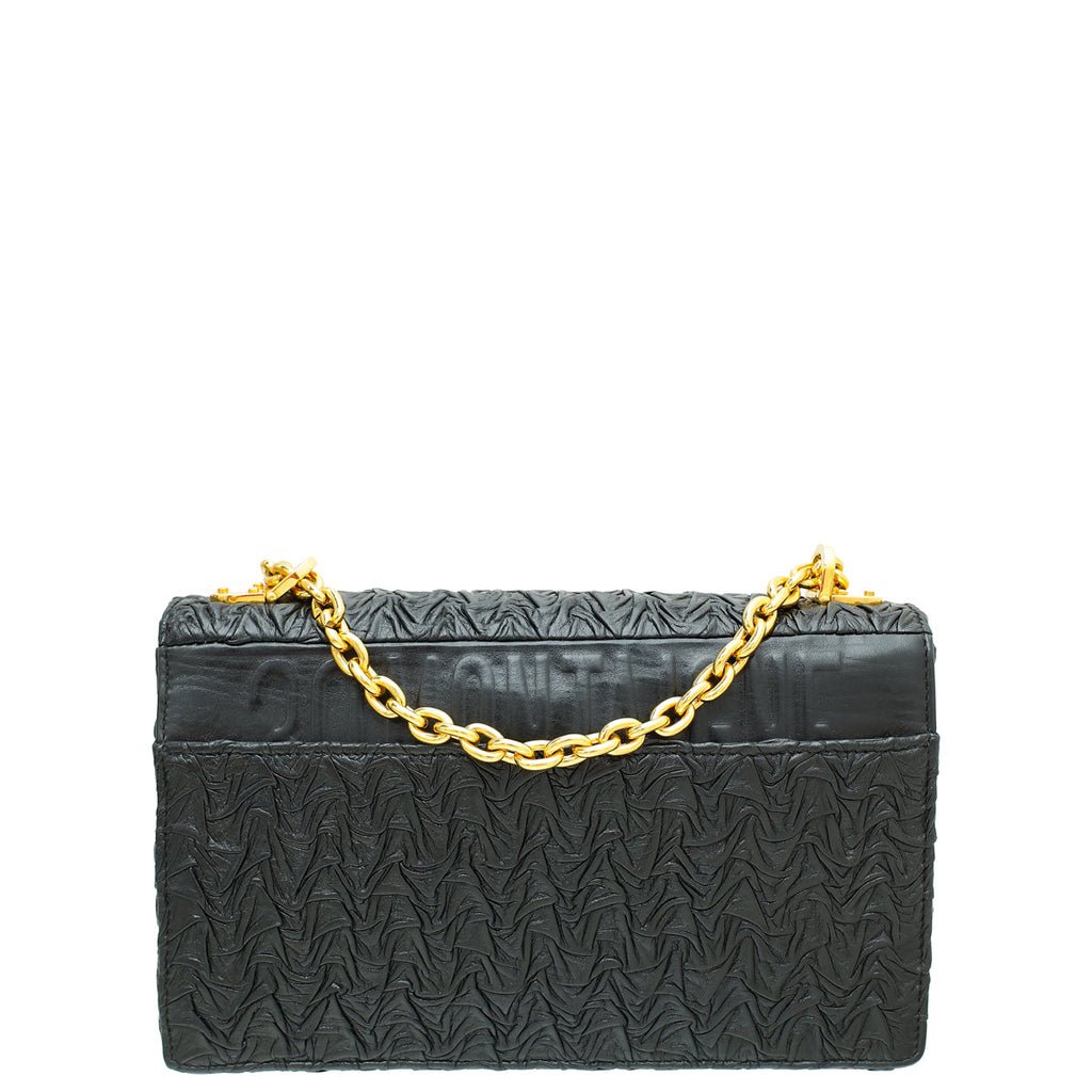Christian Dior Black 30 Montaigne Wavy-Effect Flap Shoulder Bag