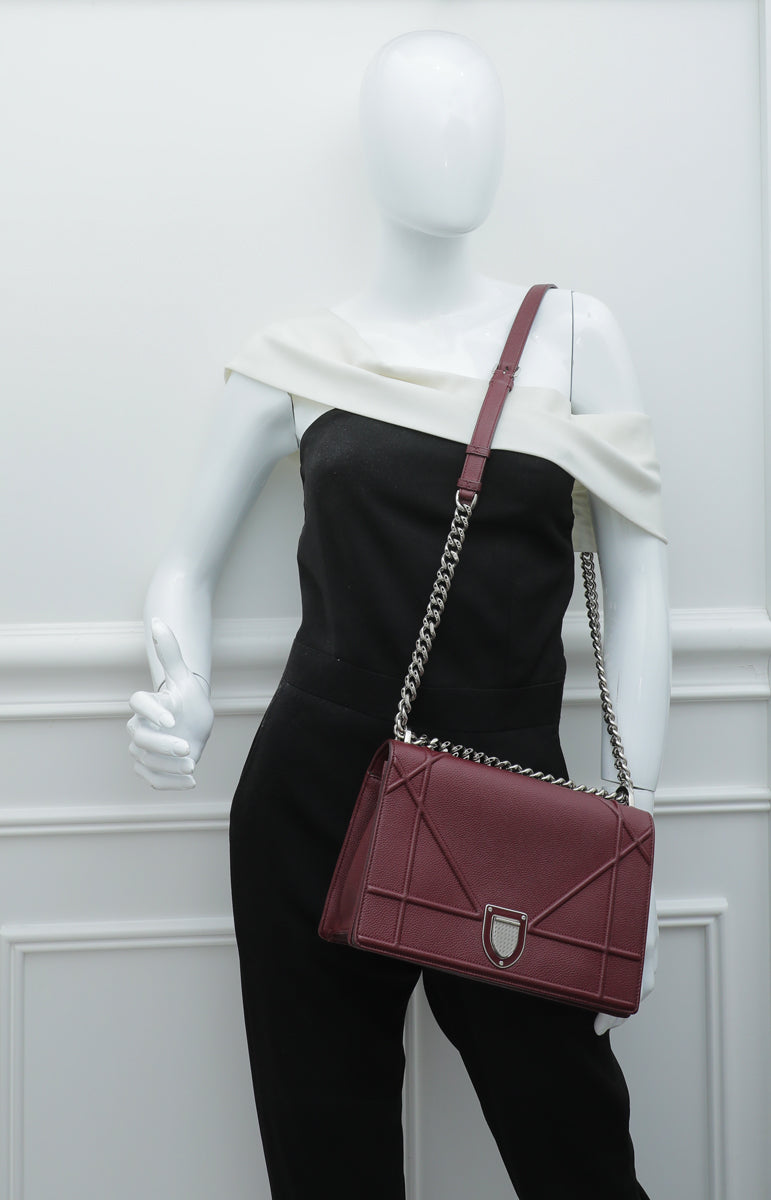 Christian Dior Burgundy Diorama Medium Flap Bag