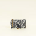 Christian Dior Navy Blue Oblique Small Saddle Pouch with Chain