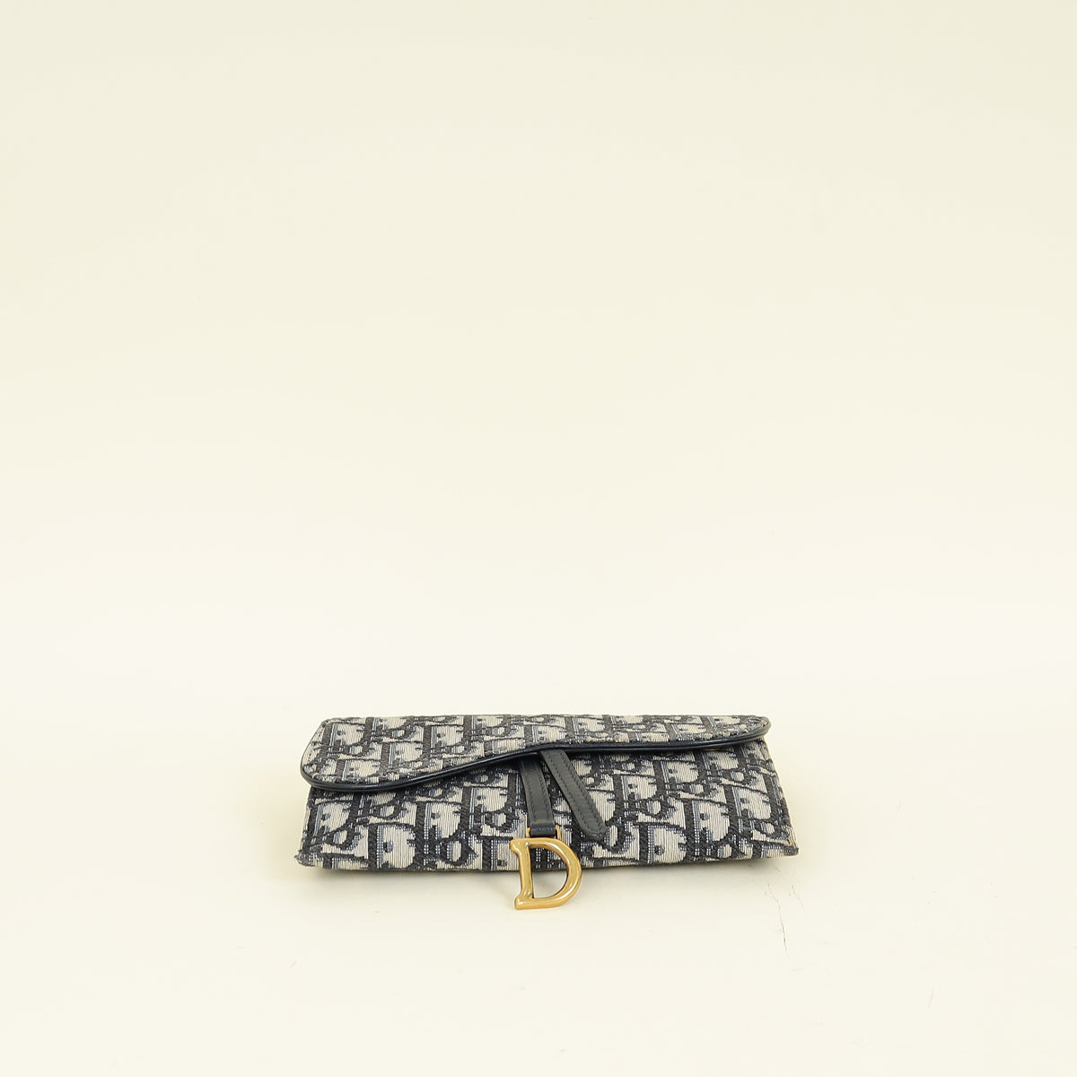 Christian Dior Navy Blue Oblique Small Saddle Pouch with Chain