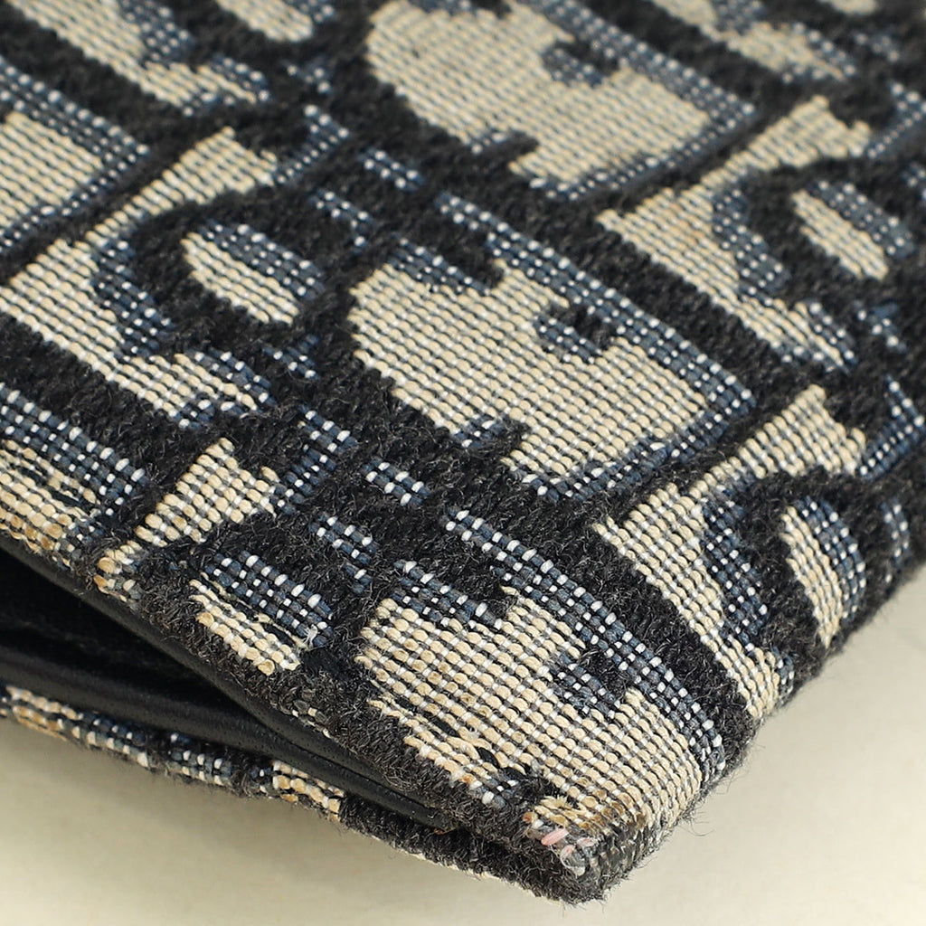 Christian Dior Navy Blue Oblique Small Saddle Pouch with Chain